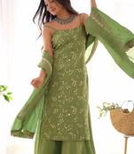 Wedding wear hand thread work silk kurta sets