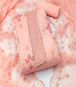 Orange colour with embroidered work georgette semi stitched dress with unstitched bottom