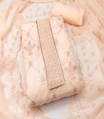 Peach colour with embroidered work georgette semi stitched dress with unstitched bottom