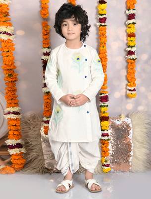 Mor embroidered crèam  kurta and dhoti set boys 1