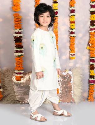 Mor embroidered crèam  kurta and dhoti set boys 2
