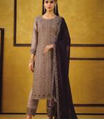 Mauve satin embroidery party wear salwar suit