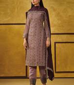 Mauve satin embroidery party wear salwar suit