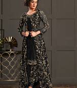 Black net embroidery party wear salwar suit