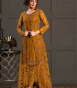Mustard net embroidery party wear salwar suit
