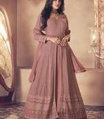 Light onion pink georgette embroidery party wear salwar suit