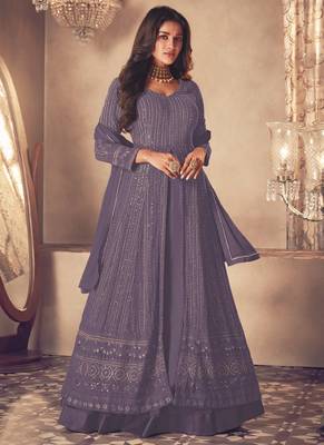 Lavender georgette embroidery party wear salwar suit 1