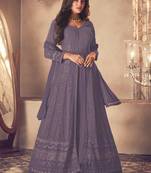 Lavender georgette embroidery party wear salwar suit