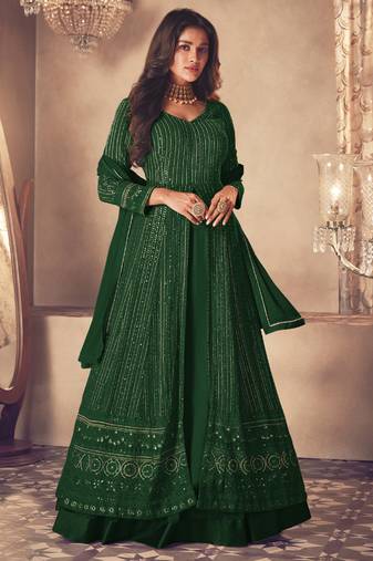 Green georgette embroidery party wear salwar suit