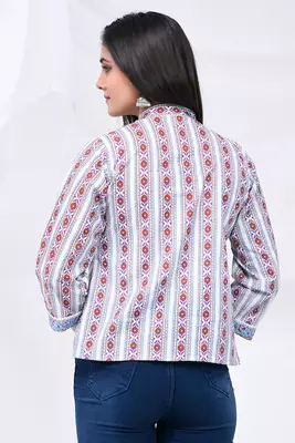 Light purple & blue boarder print cotton top 3