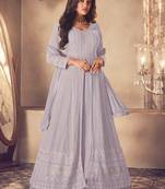 Light lavender georgette embroidery party wear salwar suit