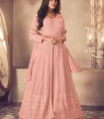 Light peach georgette embroidery party wear salwar suit