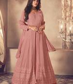Light peach georgette embroidery party wear salwar suit