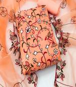Orange colour with embroidered work oranganza semi stitched dress with unstitched bottom