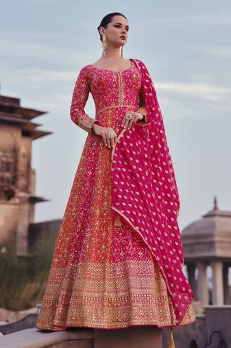 Rani pink georgette embroidery party wear salwar suit