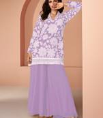 Lavender georgette embroidery party wear salwar suit