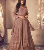 Beige georgette embroidery party wear salwar suit