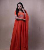 Wedding wear chinnon gown with dupatta set