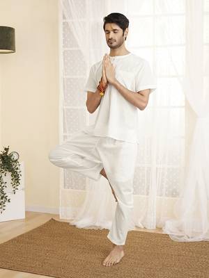 White Cotton Kurta Pyjama Set 1
