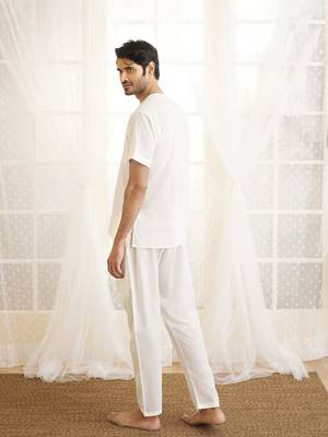 White Cotton Kurta Pyjama Set 3