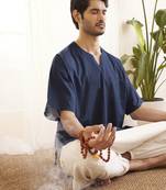 navy blue and white cotton kurta