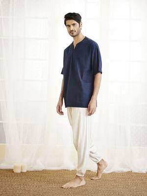 navy blue and white cotton kurta 2