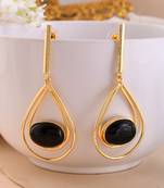 1 gram gold plated black stone studded handcrafted drop earrings