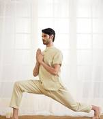 Beige Cotton Kurta Pyjama Set