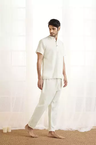 white cotton kurta pyjama set
