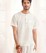 White Cotton Short Kurta