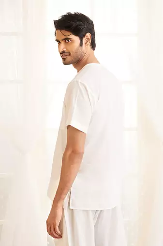 White Cotton Short Kurta