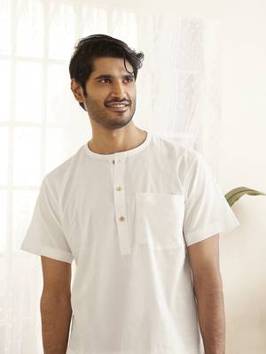 White Cotton Short Kurta 4