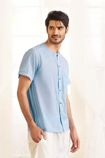 Aqua Cotton Short Kurta