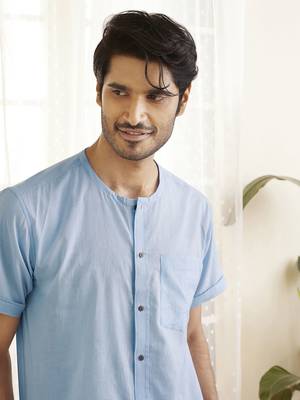 Aqua Cotton Short Kurta 4