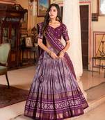 Designer Premium Multi Color Function Wear Dot & Ikkat Print With Foil Work Tussar Silk Lehenga Choli