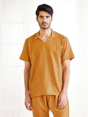 Dusty Saffron Cotton Short Kurta 1