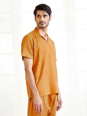 Dusty Saffron Cotton Short Kurta 2