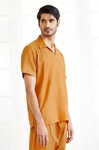 Dusty Saffron Cotton Short Kurta