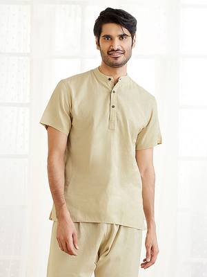 Beige Cotton Short Kurta 1
