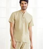 Beige Cotton Short Kurta