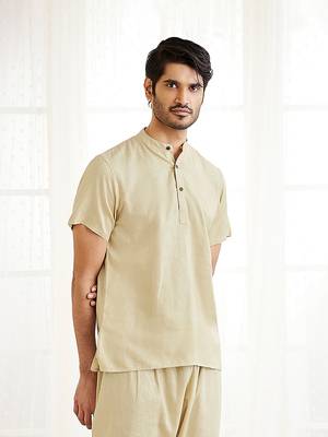 Beige Cotton Short Kurta 2