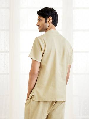 Beige Cotton Short Kurta 3