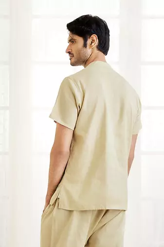 Beige Cotton Short Kurta