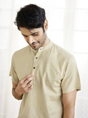 Beige Cotton Short Kurta 4