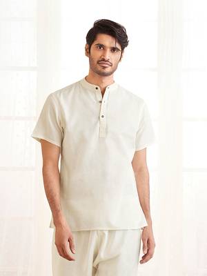 White Cotton Short Kurta 1