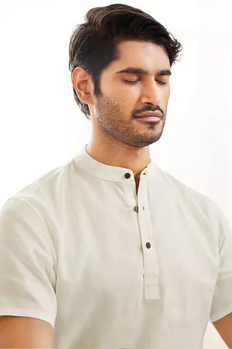 White Cotton Short Kurta