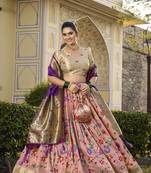 Royal Peach Silk Embroidered Lehenga Choli Set for Women