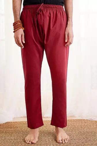 Men'S Maroon Cotton Pyjama