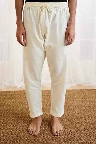 Men'S White Cotton Pyjama