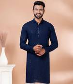 Premium navy blue designer festival wear traditional only kurta